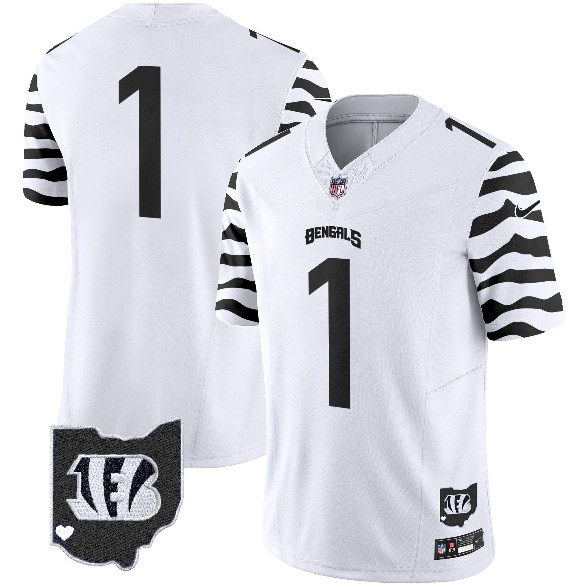 Men Cincinnati Bengals #1 Chase White 2024 Nike Stripes Vapor Limited NFL Jersey style 1->indianapolis colts->NFL Jersey